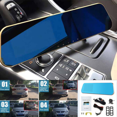 4.3” Monitor Dual Lens Car Reverse Backup Rearview Mirror Recorder Video Camera - Photo 1 sur 11