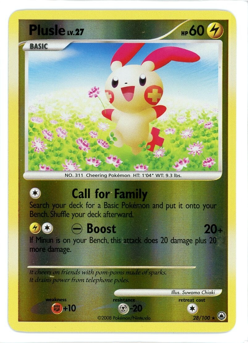 Plusle Reverse Holo 28/100 Majestic Dawn Pokemon Card