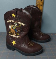 Disney Pixar Toy Story Kid's Woody Bullseye Faux Leather Cowboy Boots Size 6