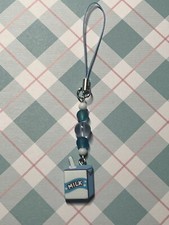 Handmade Beaded Phone Charm l Milk Carton Keychain