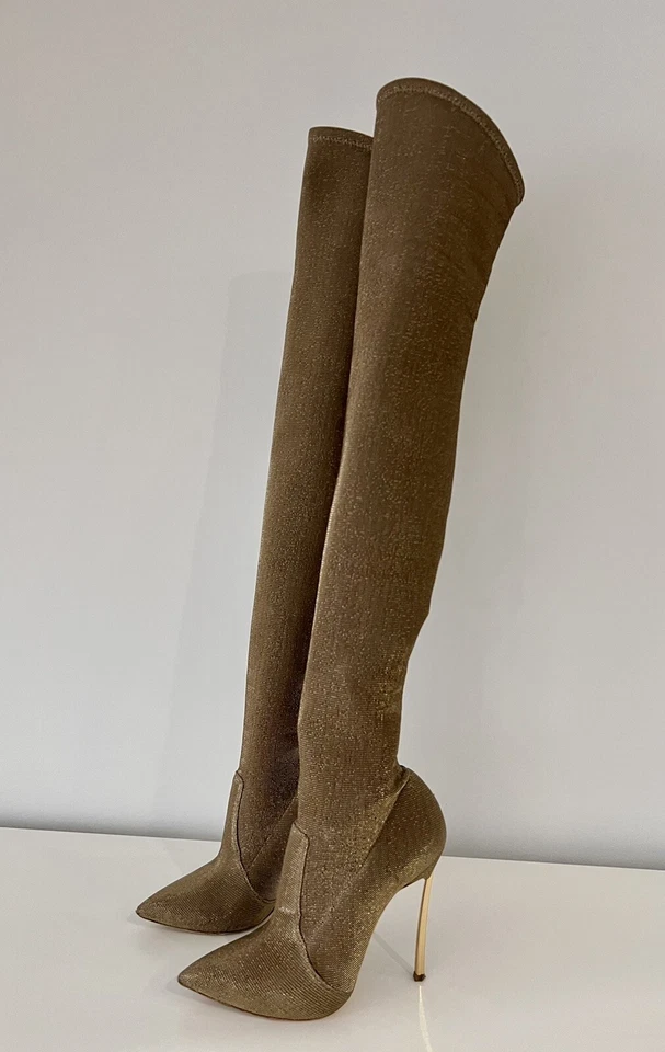 Casadei, Botas Doradas Sobre la Rodilla, Talla UE 36 1/2, EE. UU. 6,5 Foto 2 de 3