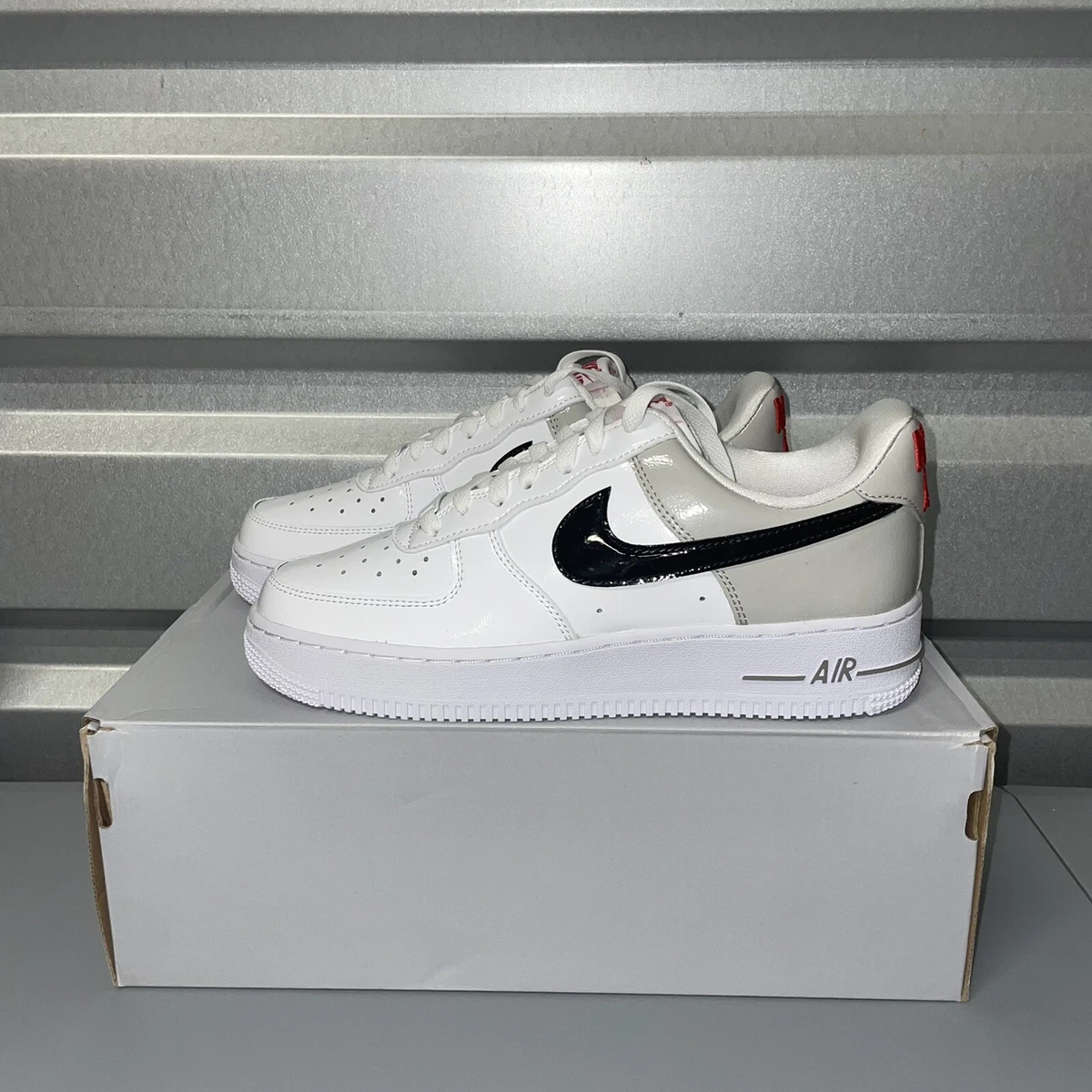 Nike Air Force 1 07 Essential Patent White Shoes DQ7570 001 Women Size 5.5 6.5
