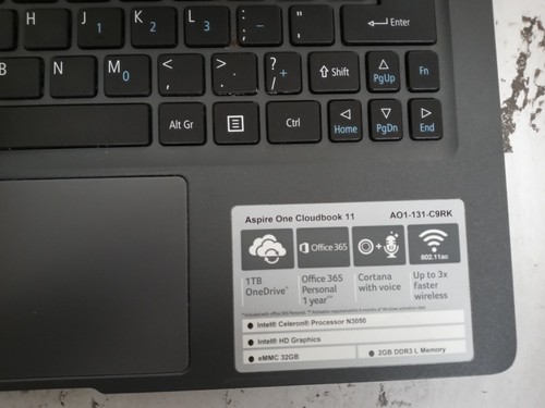 Acer Aspire One Cloudbook 11 Laptop AO1-131 Celeron 2GB 32GB eMMC NO OS - Picture 4 of 8