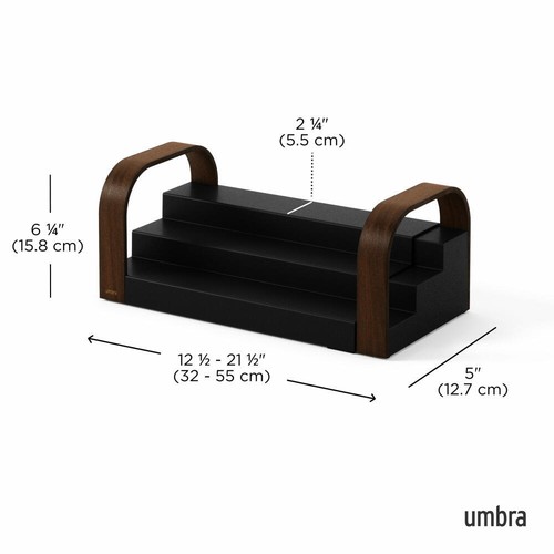 Umbra Gewürzregal Bellwood ausziehbar Kunststoff, Holz, Schwarz, Walnuss 30-61cm - Picture 6 of 7