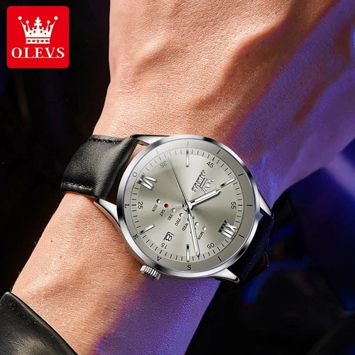 Wasserdichte leuchtende Uhr Quarz OLEVS Herren Business Luxus Datumsarmband Herren - Bild 20 von 21