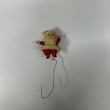 Vintage Celluloid Dancing Santa Claus Flocked Christmas Package Tie