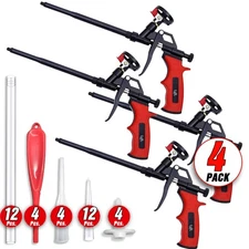 4 Pack Luft Professional Expanding Spray Foam Gun (4 Guns + 36 Tips and Tools...