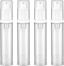 4 Pcs Empty Airless Pump Bottles, Refillable Clear Travel Pump Bottle Lotion