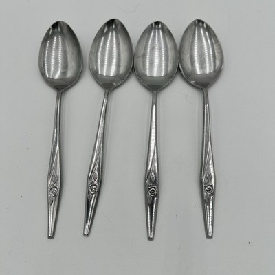 Lasting Rose D Pattern Stainless Steel 4 Serving Spoons M7