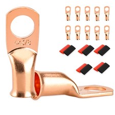 10 Pcs Copper Battery Terminal Connectors 4 Gauge Ring Lugs for Automotive Solar