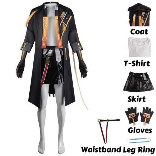Honkai Star Rail Stelle Caelus Cosplay Costume Halloween Jacket Outfit Wig Boots - Foto 7 di 17