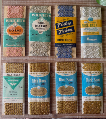 Metallic Rick Rack Trim Lot 8 Unopened Wright's Penney's Vintage NOS