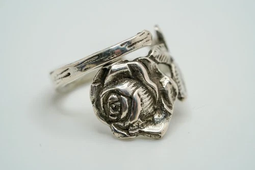 Vintage Sterling Silver Rose Flower Spoon Ring Size 8 JB37 R265
