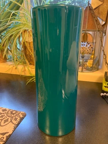 Vintage Royal Haeger Pottery 17” Teal Glazed Cylindrical Vase