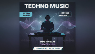 TECHNO Music, READY TO USE, DJ, 10 Songs, Pro, MP3, Create Music, Commercial USE