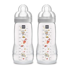 MAM Easy Active Baby Bottles 11oz, Fast Flow 2 Count Pack of 1 , Cotton