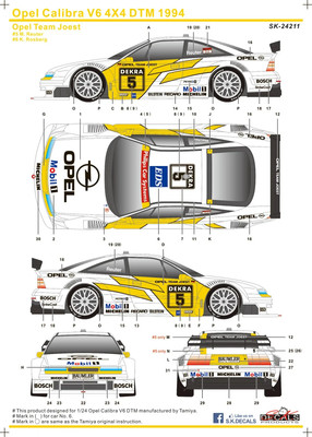 SK Decal 1/24 OPEL CALIBRA V6 4X4 Team JOEST DTM  5 1994 Decal für Tamiya 15017