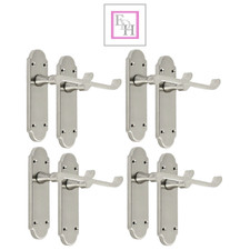 Epsom Satin Nickel Door Handles Internal – Victorian Scroll Lever Latch Set of 4