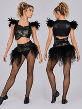 Tenth House TH17088 Custom Dance Costume MA Leather Feather Goth Zombie Solo