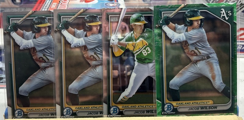 2024 Bowman Jacob Wilson Lot Of 4 1-luner  Glow 3- Chrome A’s