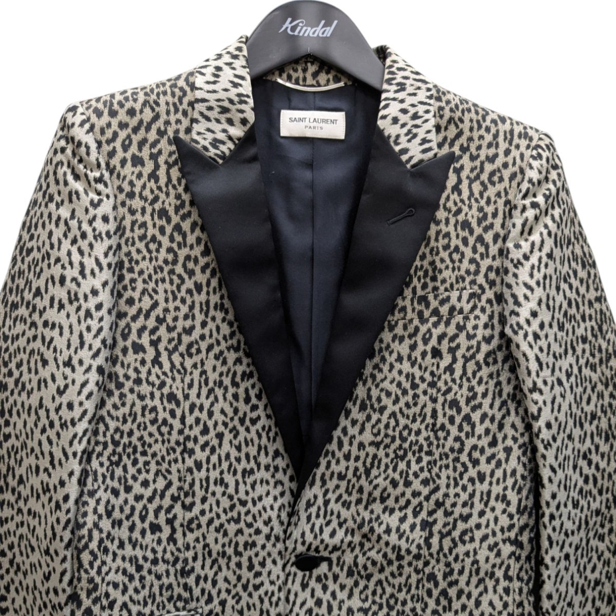 Giacca Saint Laurent Paris leopardata fumè beige e nera taglia 42 usata