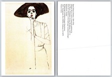 Egon Schiele Postcard Wiener Werkstätte Art Woman in Black Hat Pomegranate