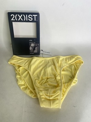 2xist Modal Luxe Hip Rib Brief Bikini Underwear Pale Banana Yellow Mens Size XL