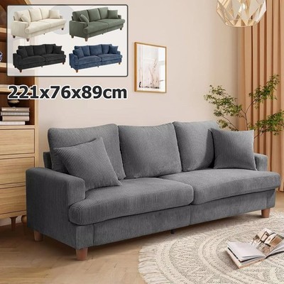 3-Sitzer Sofa Couch mit Kissen Und Armlehnen Modern Loungesofa Loveseat 220cm