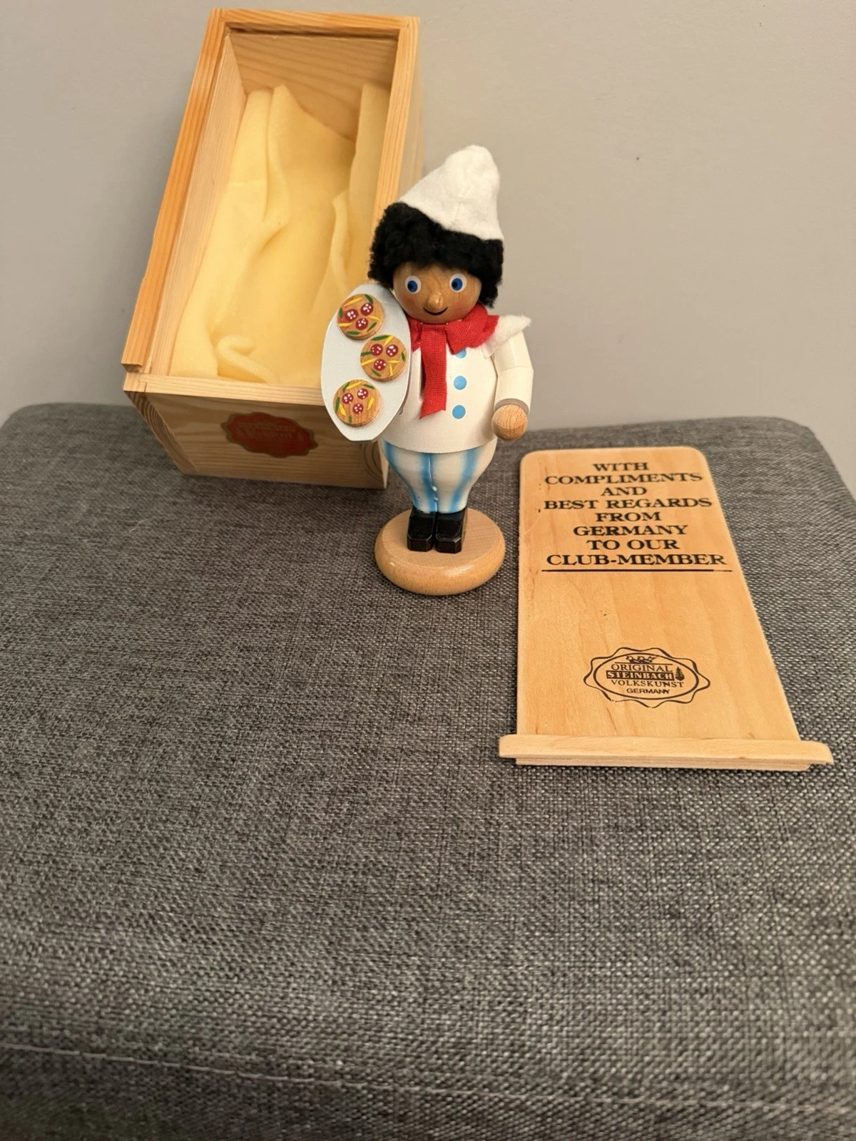Vintage Steinbach Germany Pizza Chef Wooden Nutcracker Handcrafted Original Box