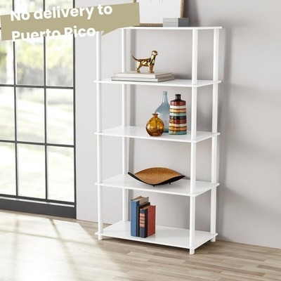 No Tools 5-Shelf Bookcase, White