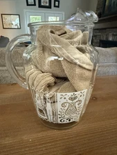 Anchor Hocking White Pennsylvania Dutch Couple Pitcher 1950’s