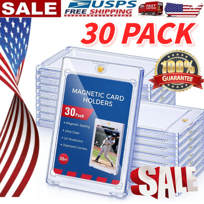 *30 Pack Magnetic Trading Sports Card Holders 35pt One-Touch Hard UV Protection 