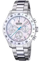 Festina Damenuhr Chronograph Stahl/Perlmutt Weiß Chrono F20693/1