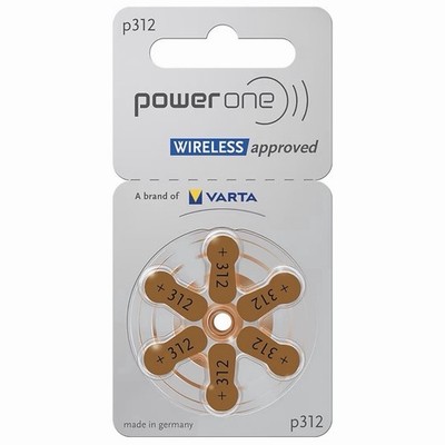 Powerone Hearing Aid Batteries P312 Zinc Air 6 Pack Exp 2026-12 Varta 1.45v NEW