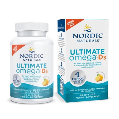 Nordic Naturals Ultimate Omega D3 - Heart, Brain, Bone & Immune Health, 90 Ct