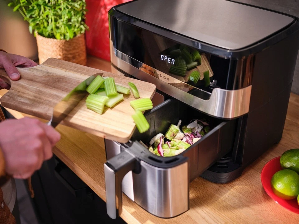 Tefal DualEasy Grill EY905D 8,3 l Doppelkammer-Heißluftfritteuse - Bild 2 von 4