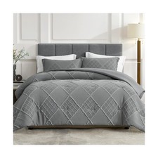 Am lie Home King Comforter Set, 3 Piece Grey Bedding Set, Soft ... USA FAST