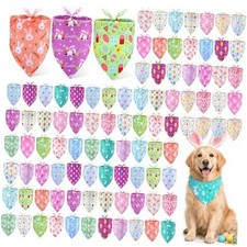 100 Pcs Easter Dog Bandanas Bulk Bunny Eggs Bandanas 31.5 x 21.7 x 21.7 Inch