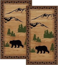 Rustic Bear Hand Towel Set 2PCS Absorbent Kitchen Bath Towels 28x14 Decor New US