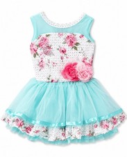 Weissman SC Floral Ballet Lyrical Tutu Dress Aqua Blue Pink Roses Costume