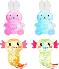Sezua Squishy Fidget Stress Ball - 4PCS Taba Squeeze Sensory Axolotl Rabbits Toy