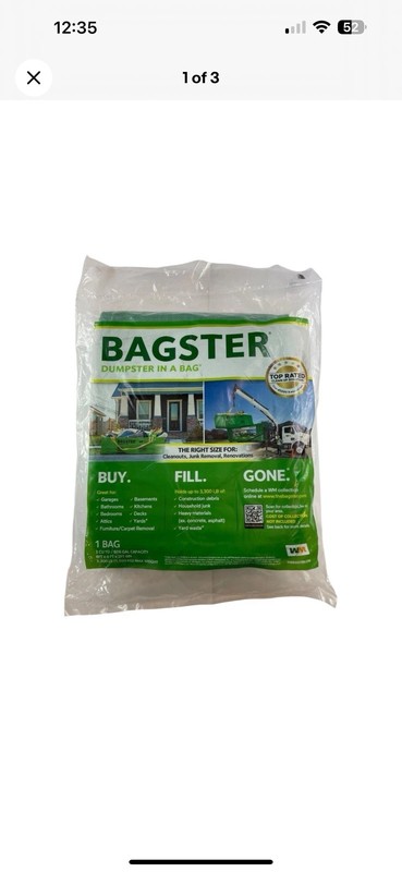 Bagster Dumpster In A Bag 8' x 4' x 2'-6" - 23 Cubic Yards 3300lb Max Weight NEW