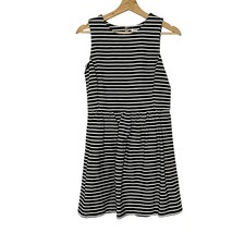 J.Crew sleeveless black white striped dress cotton women's size small career