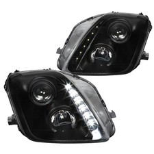 Fits Black 1997-2001 Honda Prelude Led Strip Projector Headlights Headlamps Pair