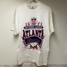 Vintage 1991 Atlanta Braves NL Champions T-Shirt Single Stitch Made in USA Large