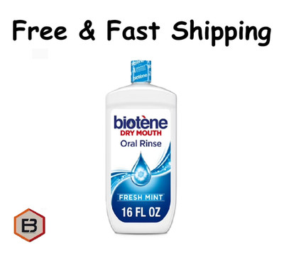 Biotene Oral Rinse Moisturizing Mouthwash for Dry Mouth Relief FRESH MINT 16 OZ