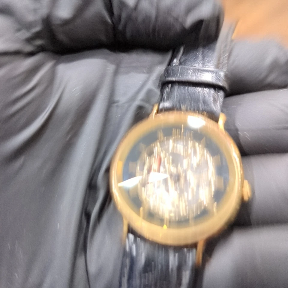 Working Vintage Relic Gold Tone Skeleton Dial Convex Crystal Unisex Watch 32mm  - Image 4 of 4