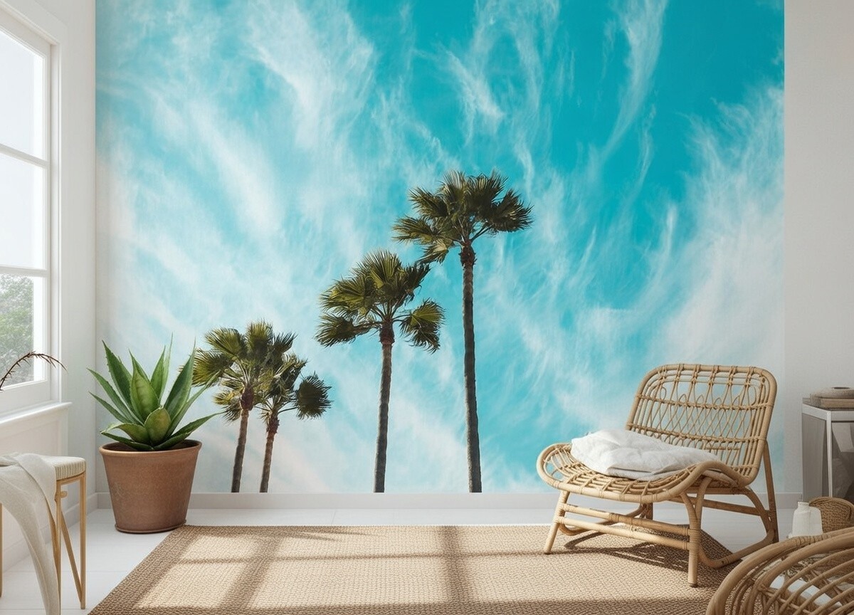 California lIVING room decor Wallpaper 90x126in palms giant bedroom wall mural