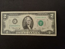 1 x USD $2 Uncirculated Bank Note Only Cleveland.
