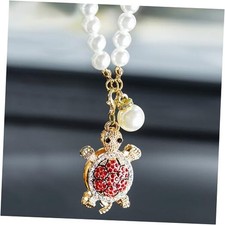 Bling Turtle Rear View Mirror Accessories, Cute Car Decor for Women, Red